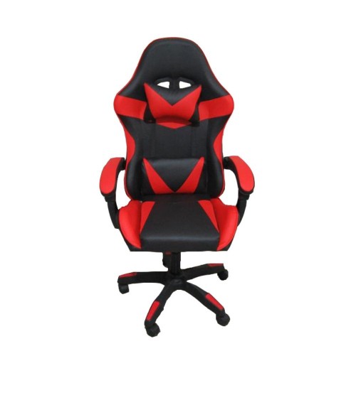 Sedia da ufficio Gaming con schienale alto e imbottitura in PVC colore nero con dettagli rosso