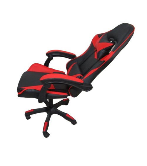 Sedia da ufficio Gaming con schienale alto e imbottitura in PVC colore nero con dettagli rosso