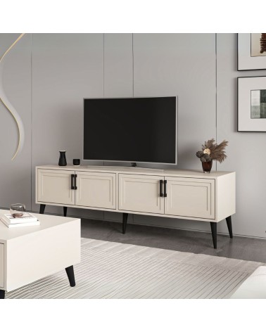 Porta tv Prime con 4 ante colore cashmere e maniglie e piedini neri