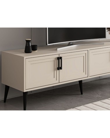 Porta tv Prime con 4 ante colore cashmere e maniglie e piedini neri