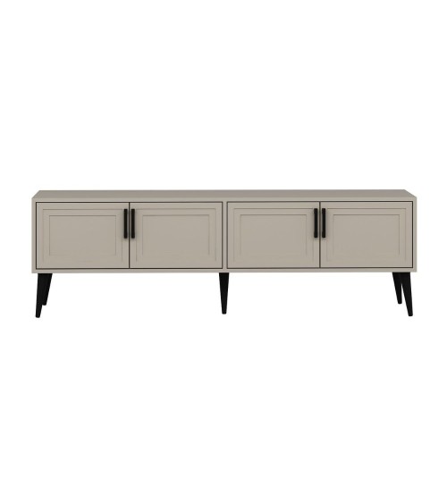 Porta tv Prime con 4 ante colore cashmere e maniglie e piedini neri