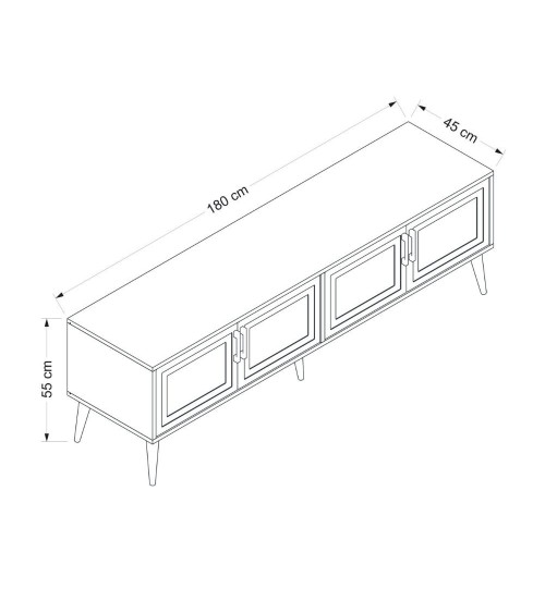 Porta tv Prime con 4 ante colore cashmere e maniglie e piedini neri