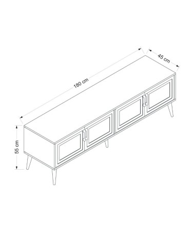 Porta tv Prime con 4 ante colore cashmere e maniglie e piedini neri