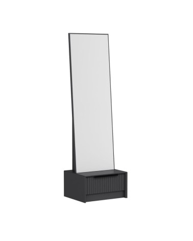 Specchio con base cassetto Kale colore antracite effetto cannettato