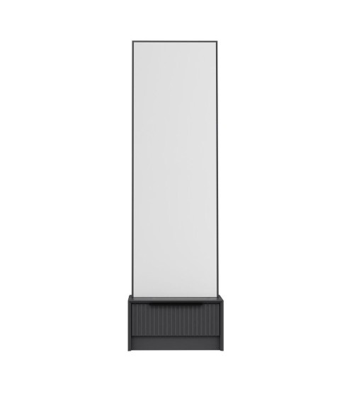 Specchio con base cassetto Kale colore antracite effetto cannettato