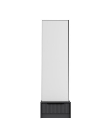 Specchio con base cassetto Kale colore antracite effetto cannettato