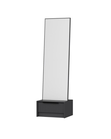 Specchio con base cassetto Kale colore antracite effetto cannettato