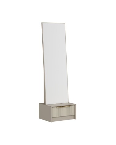 Specchio con base cassetto Kale colore cashmere effetto cannettato