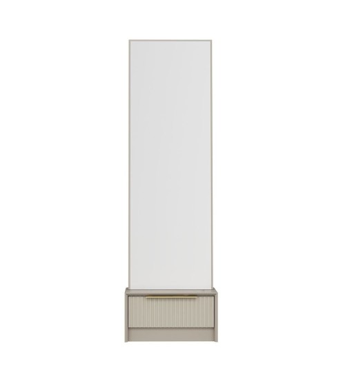 Specchio con base cassetto Kale colore cashmere effetto cannettato