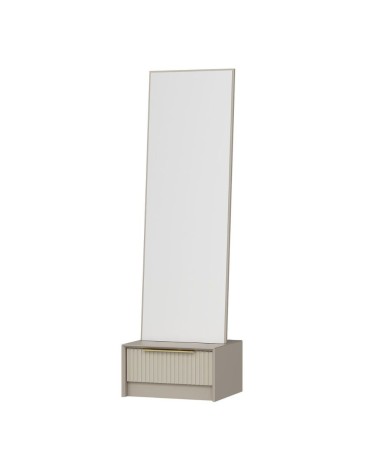 Specchio con base cassetto Kale colore cashmere effetto cannettato