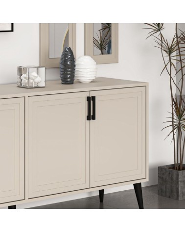 Madia Prime 4 ante colore cashmere con maniglie e piedi neri e 2 specchi