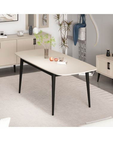 Tavolo allungabile Prime con top colore cashmere e gambe nere