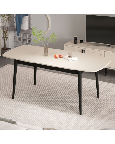 Tavolo allungabile Prime con top colore cashmere e gambe nere