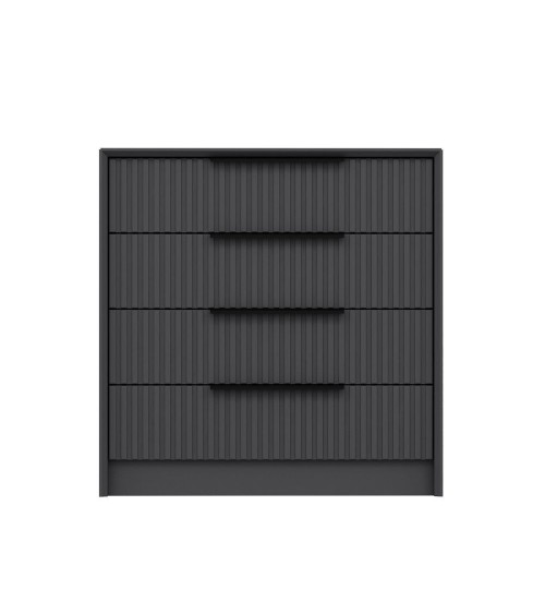 Cassettiera Kale 4 cassetti incassati effetto cannettato colore antracite