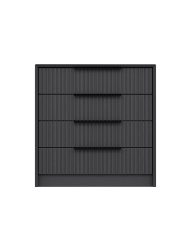 Cassettiera Kale 4 cassetti incassati effetto cannettato colore antracite
