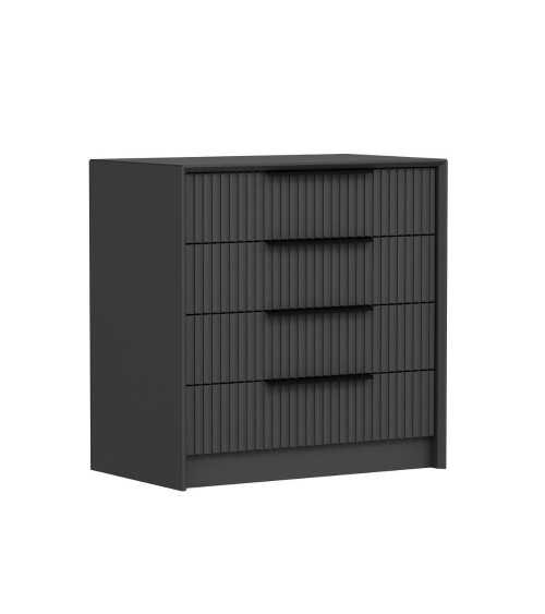 Cassettiera Kale 4 cassetti incassati effetto cannettato colore antracite