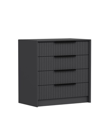 Cassettiera Kale 4 cassetti incassati effetto cannettato colore antracite