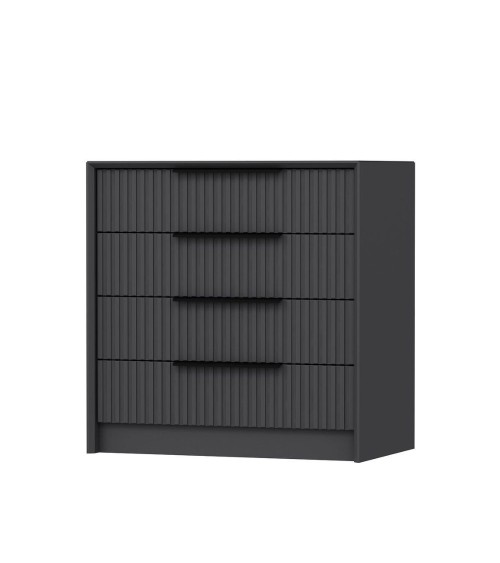 Cassettiera Kale 4 cassetti incassati effetto cannettato colore antracite