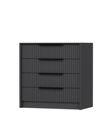 Cassettiera Kale 4 cassetti incassati effetto cannettato colore antracite