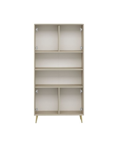 Credenza alta Kale con 4 ante effetto cannettato e 2 nicchie a giorno colore cashmere