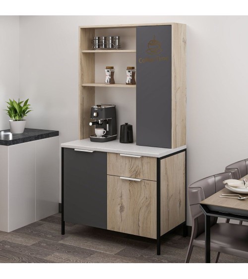 Mobile Multiuso Andy 3 ante e 1 cassetto colore rovere chiaro e antracite
