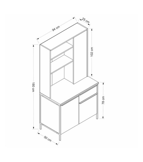 Mobile Multiuso Andy 3 ante e 1 cassetto colore rovere chiaro e antracite