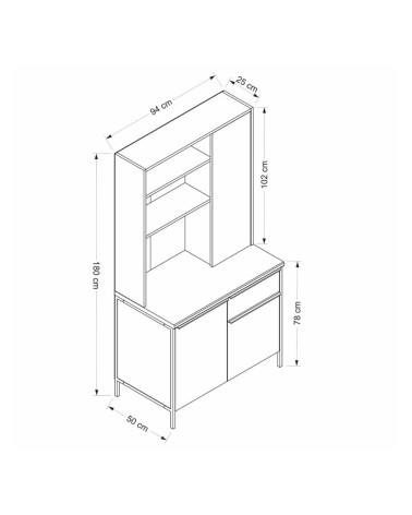 Mobile Multiuso Andy 3 ante e 1 cassetto colore rovere chiaro e antracite