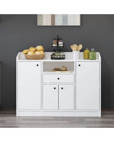 Mobile multiuso Arina con 4 ante 1 cassetto e nicchia a giorno colore bianco