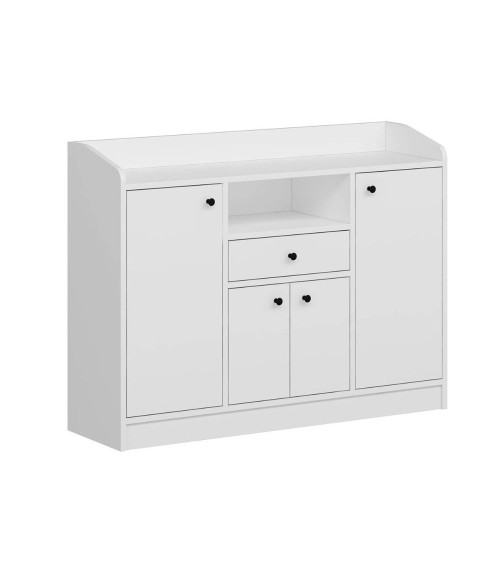 Mobile multiuso Arina con 4 ante 1 cassetto e nicchia a giorno colore bianco