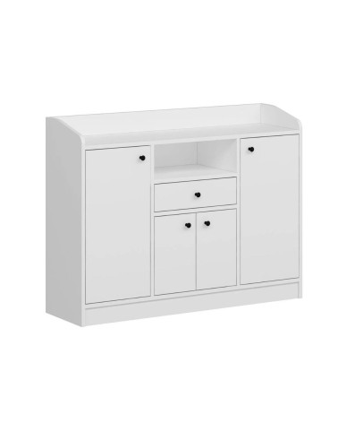 Mobile multiuso Arina con 4 ante 1 cassetto e nicchia a giorno colore bianco