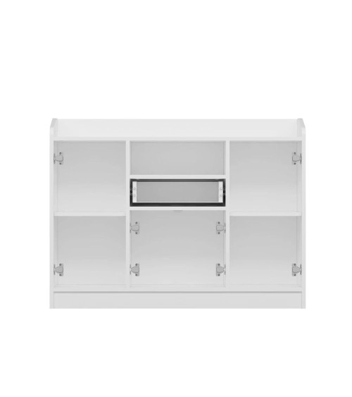 Mobile multiuso Arina con 4 ante 1 cassetto e nicchia a giorno colore bianco
