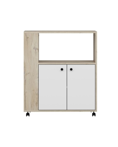 Mobile multiuso Monni struttura colore rovere con 2 ante colore bianche e vani laterali
