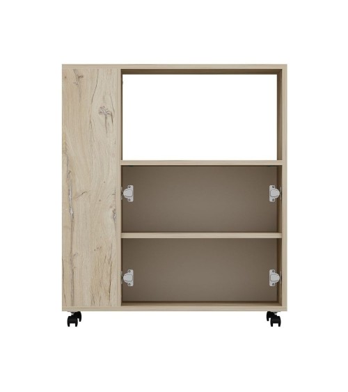 Mobile multiuso Monni struttura colore rovere con 2 ante colore bianche e vani laterali