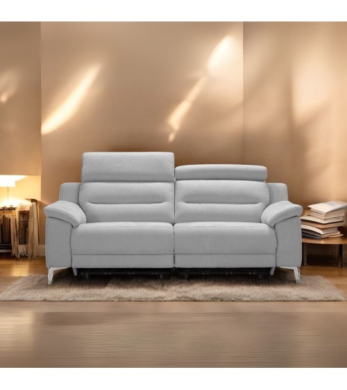 Divani Egeo 3 posti con 2 recliner elettrici in tessuto Munich 38 grigio