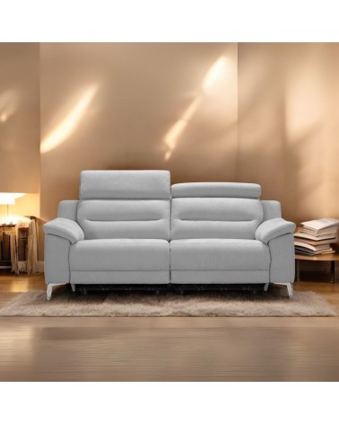 Divani Egeo 3 posti con 2 recliner elettrici in tessuto Munich 38 grigio