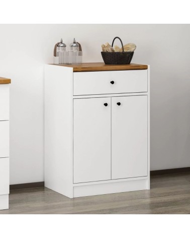 Mobile multiuso Viola con 2 ante e 1 cassetto colore bianco con top rovere scuro
