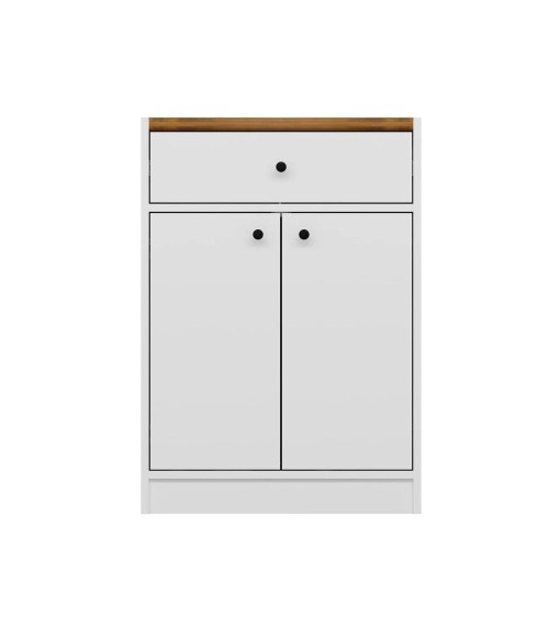 Mobile multiuso Viola con 2 ante e 1 cassetto colore bianco con top rovere scuro