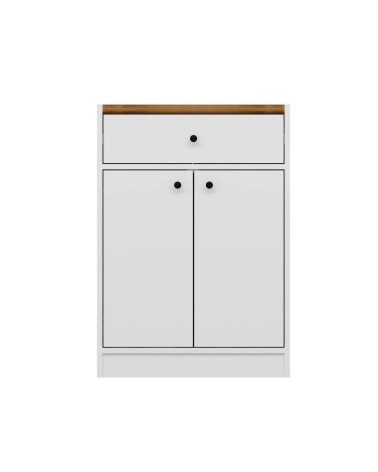 Mobile multiuso Viola con 2 ante e 1 cassetto colore bianco con top rovere scuro
