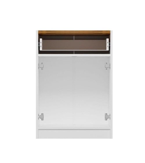 Mobile multiuso Viola con 2 ante e 1 cassetto colore bianco con top rovere scuro