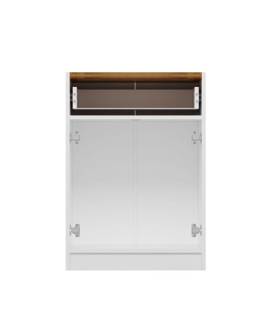 Mobile multiuso Viola con 2 ante e 1 cassetto colore bianco con top rovere scuro