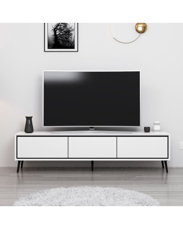 Porta tv Mandy con 3 ante colore bianco e piedini neri