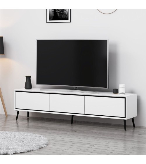 Porta tv Mandy con 3 ante colore bianco e piedini neri
