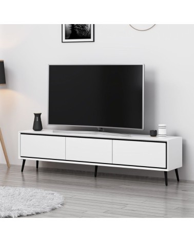 Porta tv Mandy con 3 ante colore bianco e piedini neri
