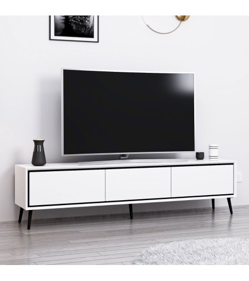 Porta tv Mandy con 3 ante colore bianco e piedini neri