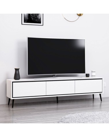 Porta tv Mandy con 3 ante colore bianco e piedini neri