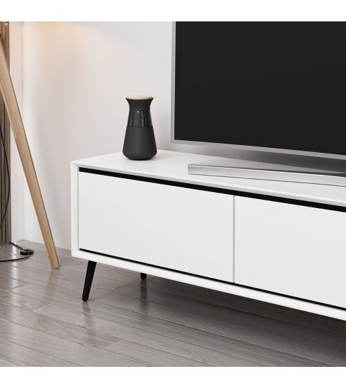 Porta tv Mandy con 3 ante colore bianco e piedini neri