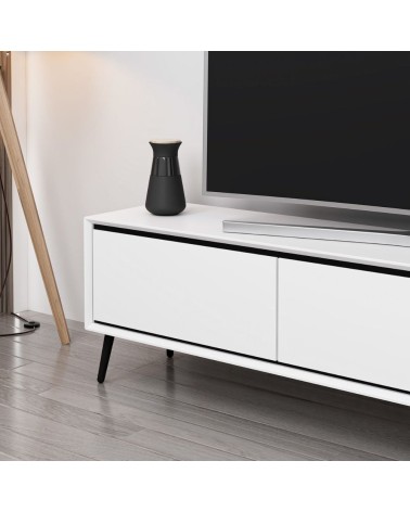 Porta tv Mandy con 3 ante colore bianco e piedini neri