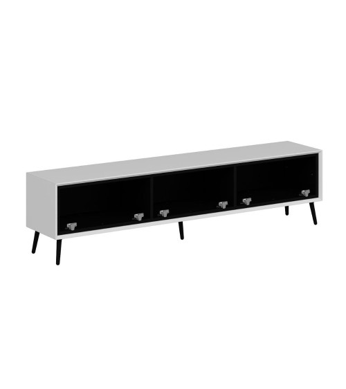 Porta tv Mandy con 3 ante colore bianco e piedini neri