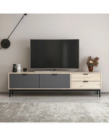 Porta tv Esta con 2 ante antracite e 2 cassetti rovere sonoma