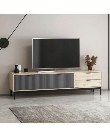 Porta tv Esta con 2 ante antracite e 2 cassetti rovere sonoma
